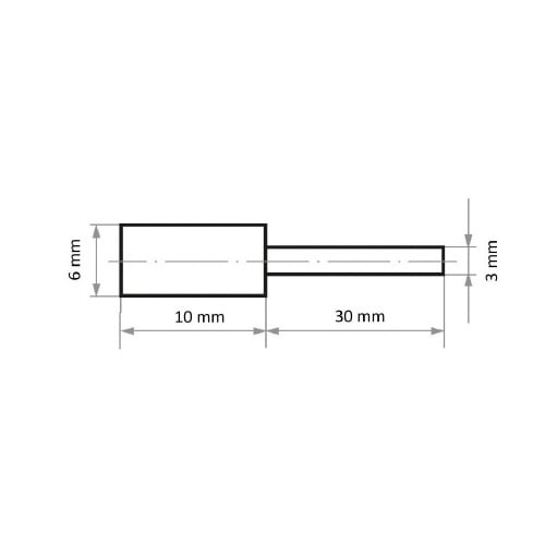 軸付ゴム砥石 φ6x10#280 円筒型