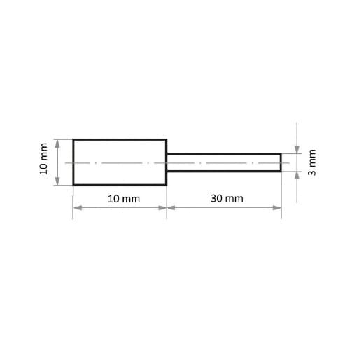 軸付ゴム砥石 φ10x10#280 円筒型