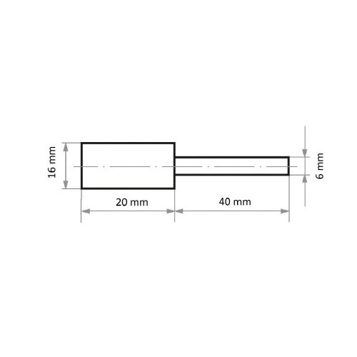軸付ゴム砥石 φ16x20#120 円筒型