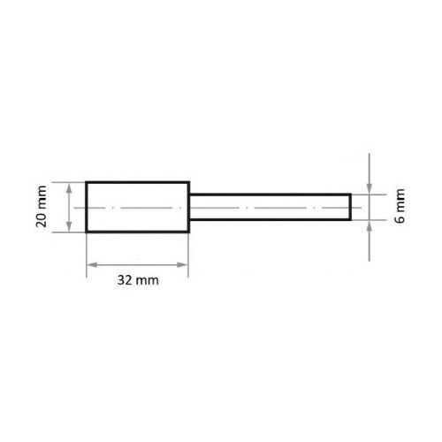軸付砥石 A φ20x32#24 円筒型
