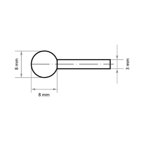 軸付砥石 WA φ8x8#60 丸型