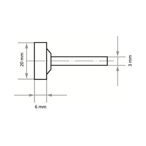 軸付砥石 WA φ20x 6#60 平型