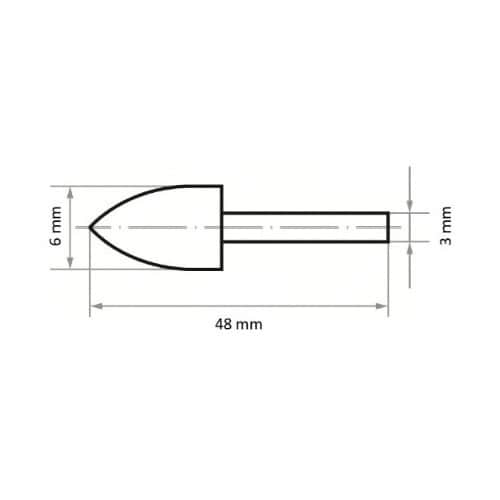 軸付フェルトバフ φ6x10 砲弾型