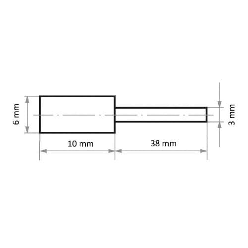 軸付フェルトバフ ハード φ6x10 円筒型