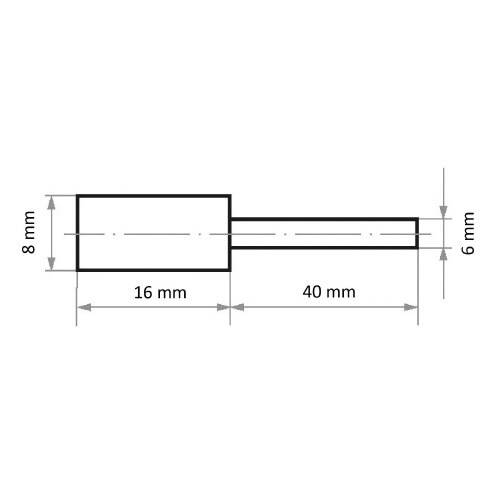 軸付ゴム砥石 φ8x16#80 円筒型