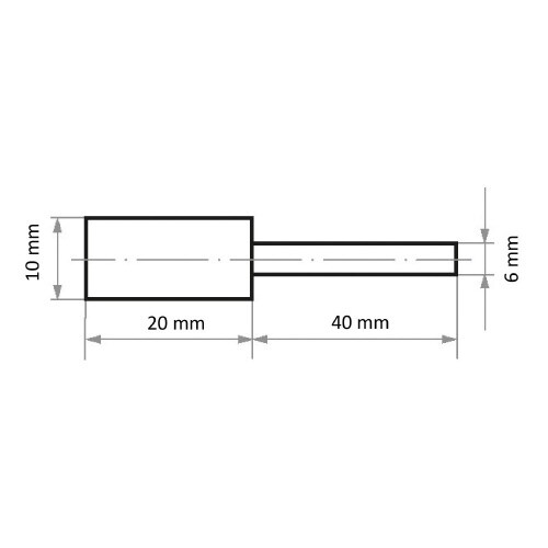 軸付ゴム砥石 φ10x20#80 円筒型