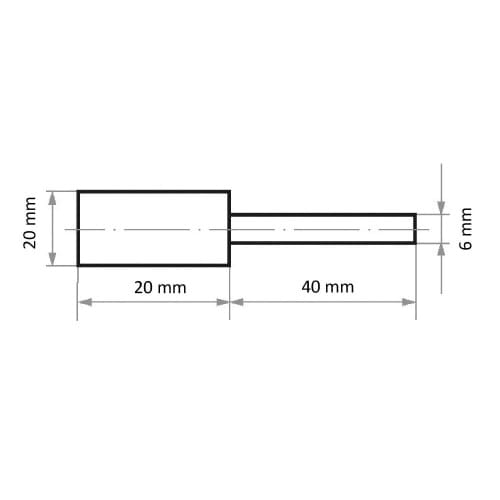 軸付ゴム砥石 φ20x20#80 円筒型