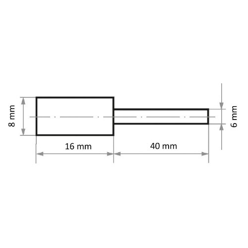 軸付ゴム砥石 φ8x16#120 円筒型