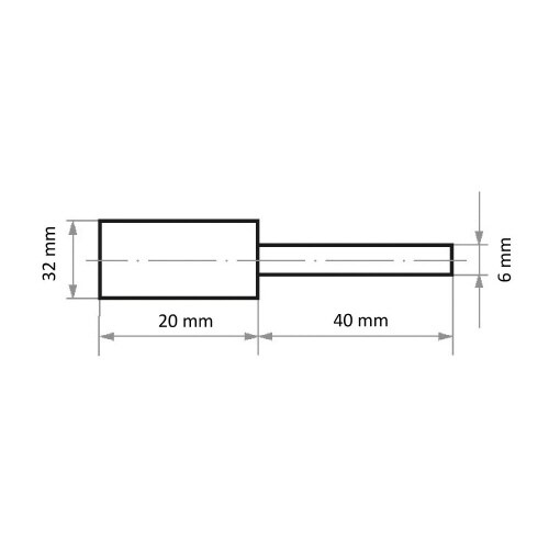 軸付ゴム砥石 φ32x20#120 円筒型