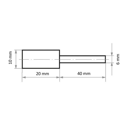 軸付ゴム砥石 φ10x20#220 円筒型