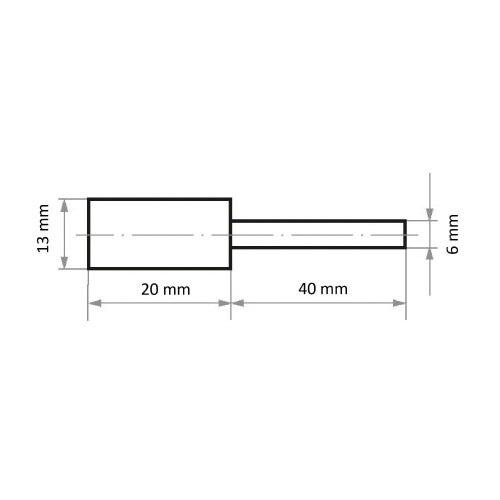 軸付ゴム砥石 φ13x20#220 円筒型