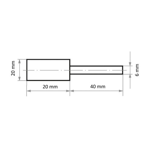 軸付ゴム砥石 φ20x20#220 円筒型