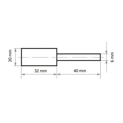 軸付ゴム砥石 φ20x32#220 円筒型