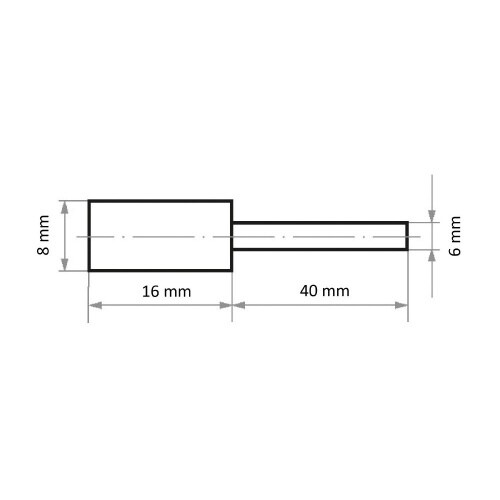 軸付ゴム砥石 φ8x16#280 円筒型