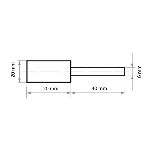 軸付ゴム砥石 φ20x20#280 円筒型