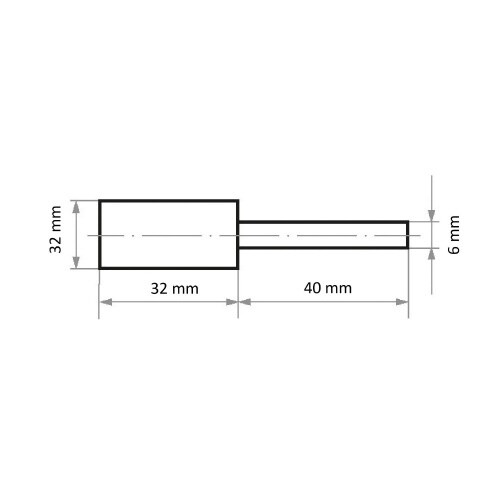 軸付ゴム砥石 φ32x32#280 円筒型