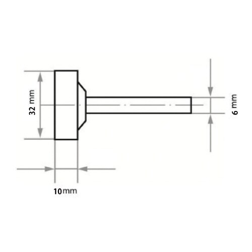 軸付ゴム砥石 φ32x10#120 平型