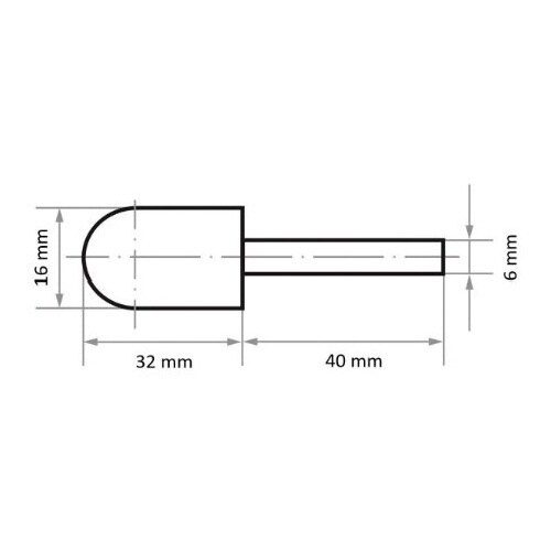 軸付ゴム砥石 φ16x32#120 砲弾型