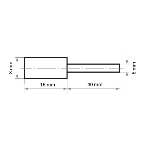 軸付ゴム砥石 φ8x16#100 円筒型