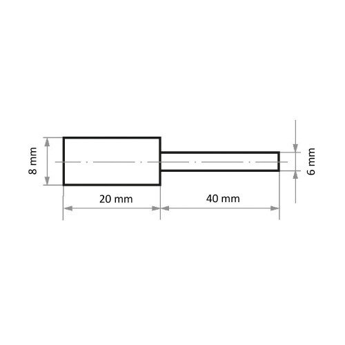 軸付ゴム砥石 φ8x20#100 円筒型