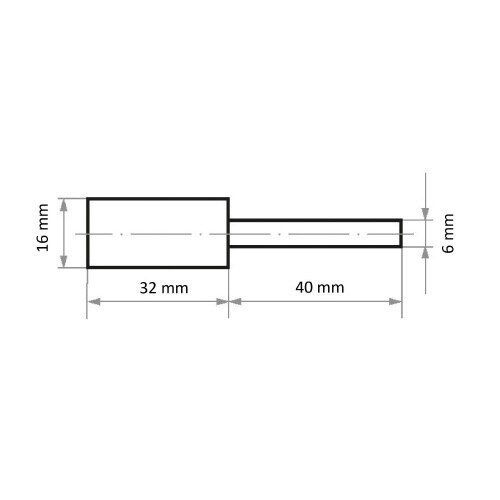 軸付ゴム砥石 φ16x32#100 円筒型
