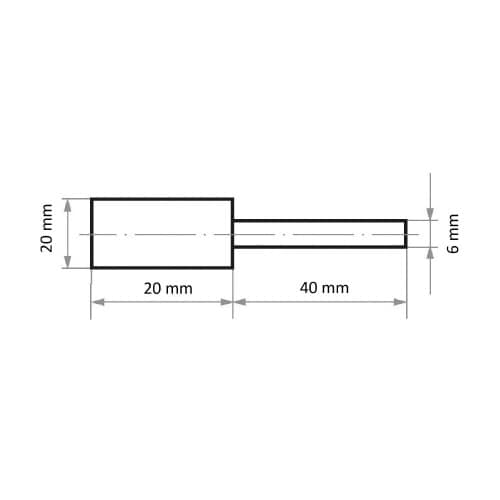 軸付ゴム砥石 φ20x20#100 円筒型