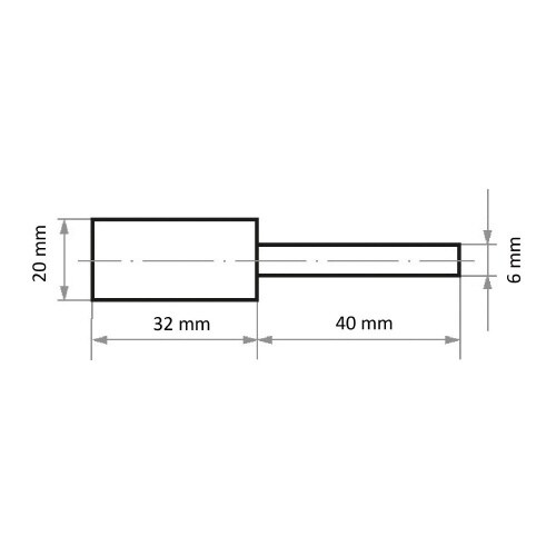 軸付ゴム砥石 φ20x32#100 円筒型