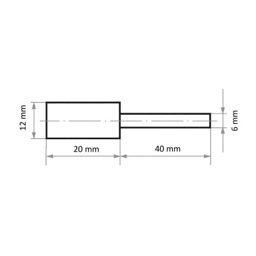 軸付フェルトバフ φ12x20 円筒型