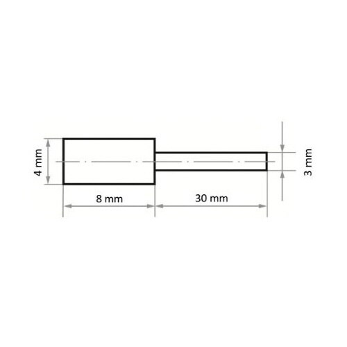 軸付ゴム砥石 ハード φ4x8#100 円筒型