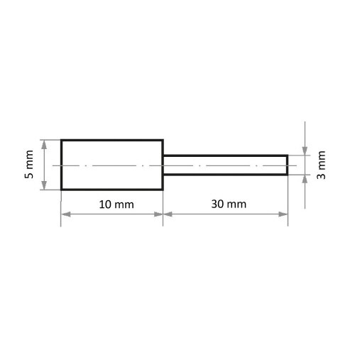 軸付ゴム砥石 ハード φ5x10#100 円筒型