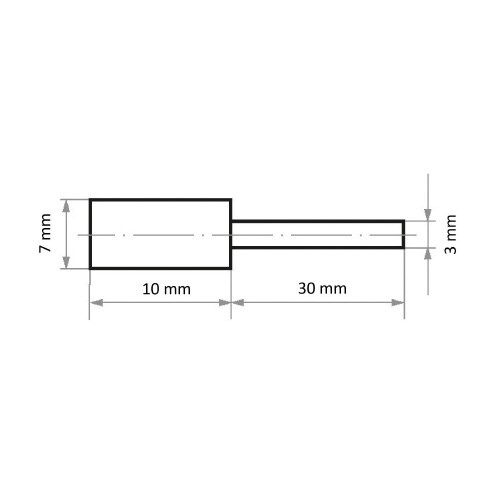 軸付ゴム砥石 ハード φ7x10#100 円筒型