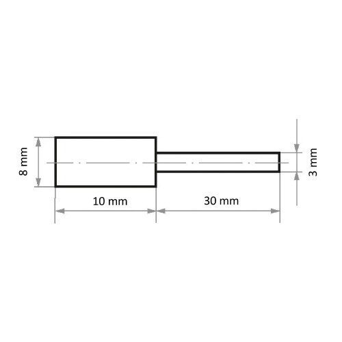 軸付ゴム砥石 ハード φ8x10#100 円筒型