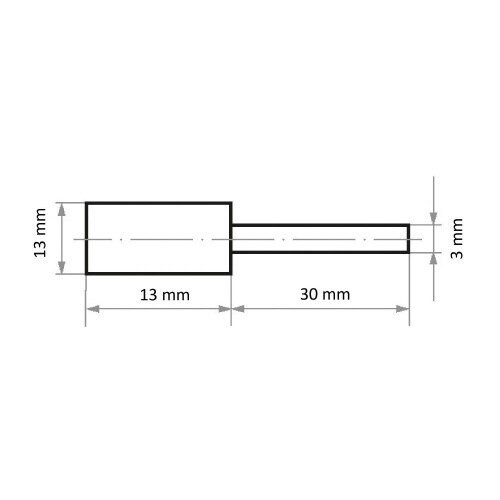 軸付ゴム砥石 ハード φ13x13#100 円筒型