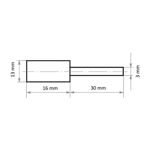 軸付ゴム砥石 ハード φ13x16#100 円筒型