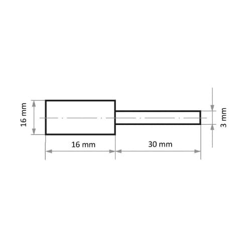 軸付ゴム砥石 ハード φ16x16#100 円筒型