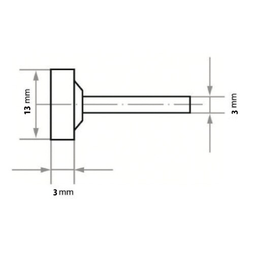 軸付ゴム砥石 ハード φ13x3#100 円筒型