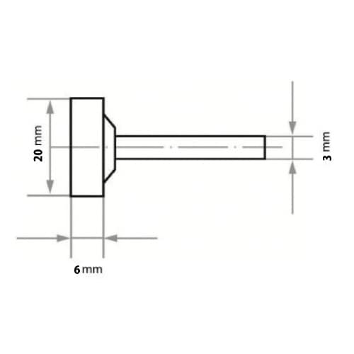軸付ゴム砥石 ハード φ20x6#100 円筒型