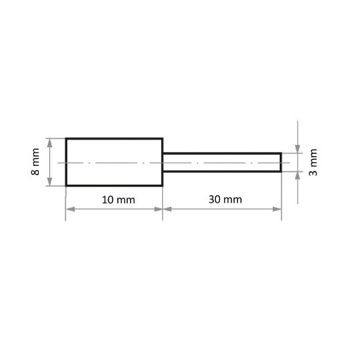 軸付ゴム砥石 φ8x10#46 円筒型