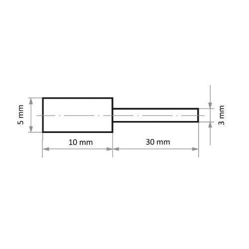 軸付ゴム砥石 φ5x10#80 円筒型
