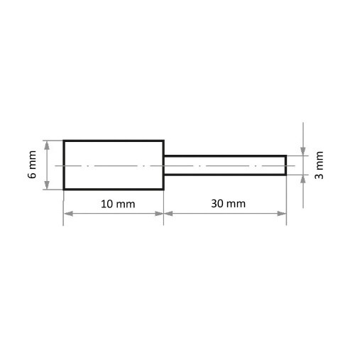 軸付ゴム砥石 φ6x10#80 円筒型