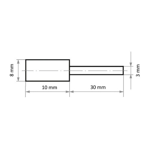 軸付ゴム砥石 φ8x10#80 円筒型