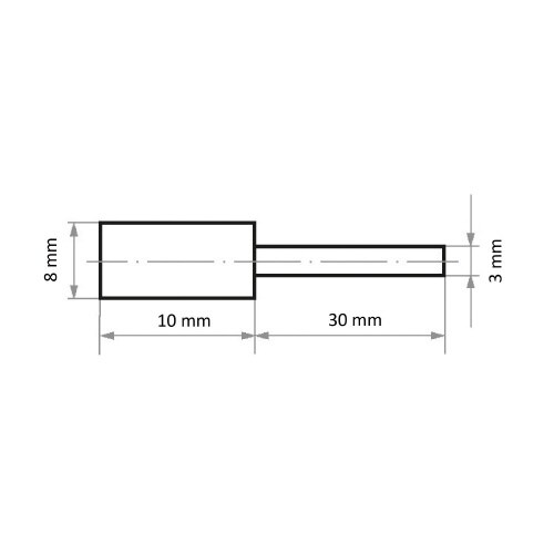 軸付ゴム砥石 φ8x10#120 円筒型