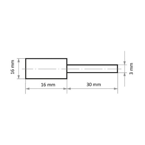 軸付ゴム砥石 φ16x16#120 円筒型