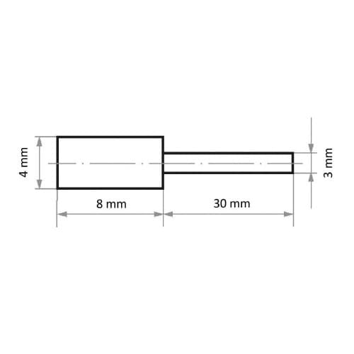 軸付ゴム砥石 φ4x8#220 円筒型