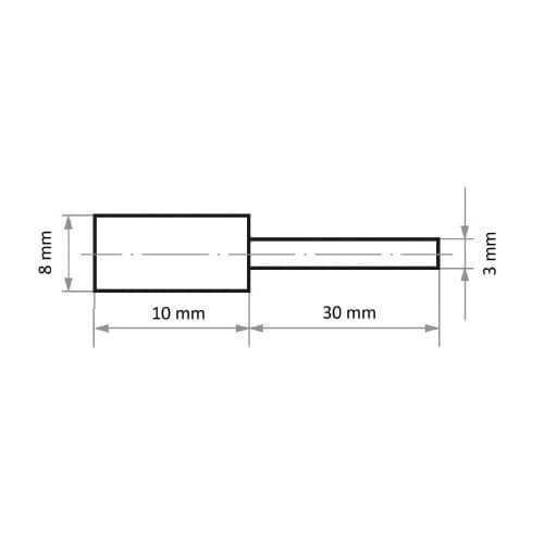 軸付ゴム砥石 φ8x10#220 円筒型