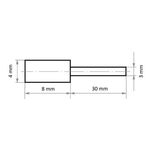 軸付ゴム砥石 φ4x8#280 円筒型