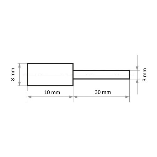 軸付ゴム砥石 φ8x10#280 円筒型