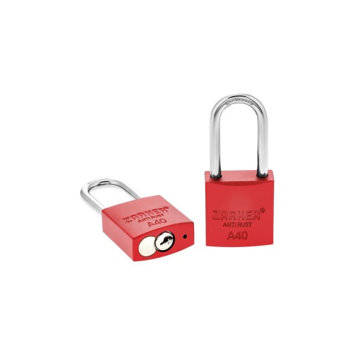 キー式 防錆南京錠 ツル径6.3mm 赤