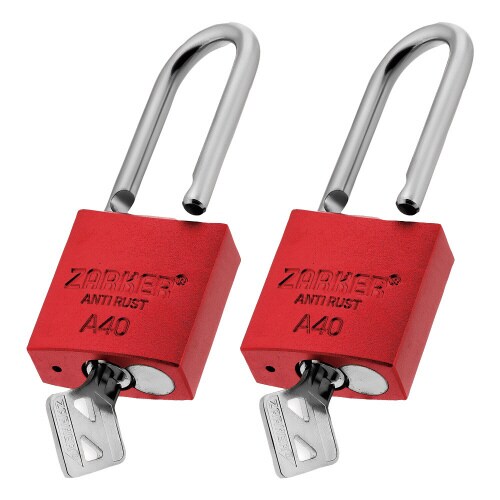 キー式 防錆南京錠 ツル径6.3mm 赤