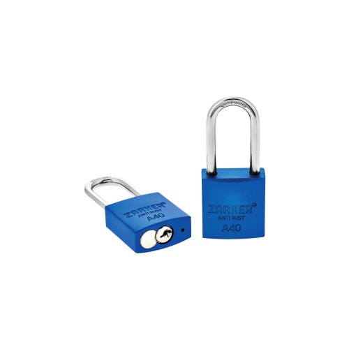 キー式 防錆南京錠 ツル径6.3mm 青